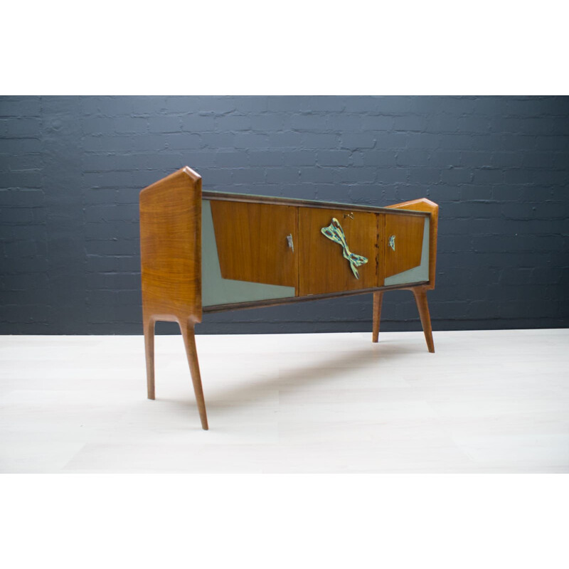 Mid-Century Sideboard with Handmade Enameled Handles, Italian 1950s