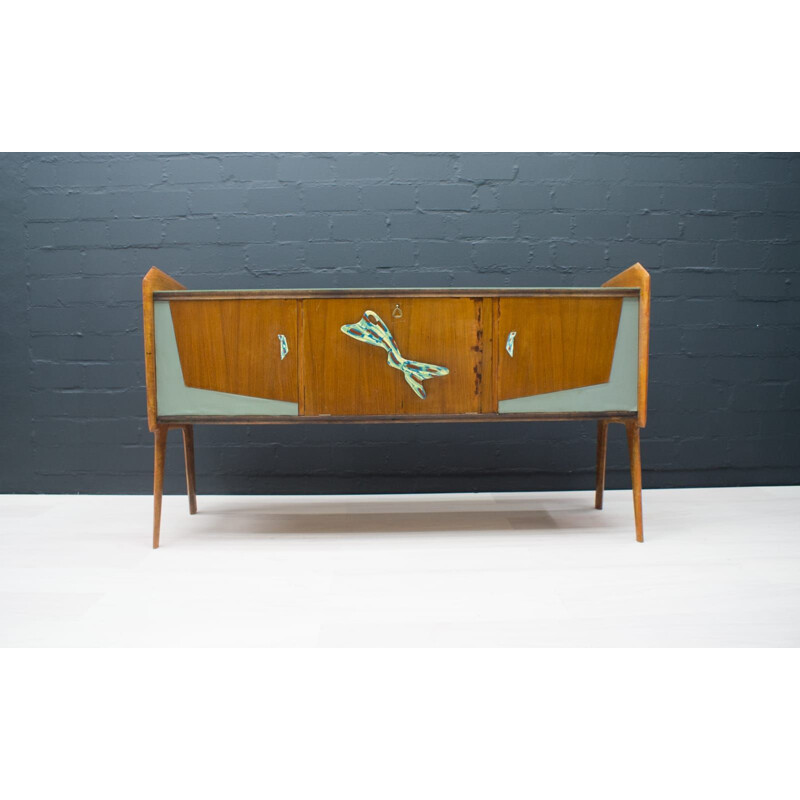 Mid-Century Sideboard with Handmade Enameled Handles, Italian 1950s