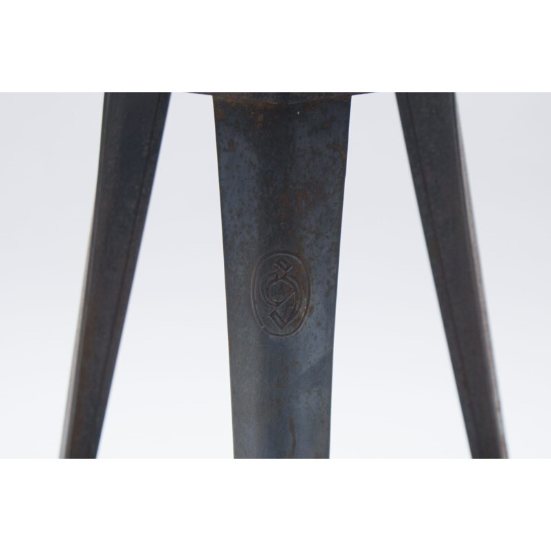 Vintage Bauhaus Metal and Wood Stool, 1940s