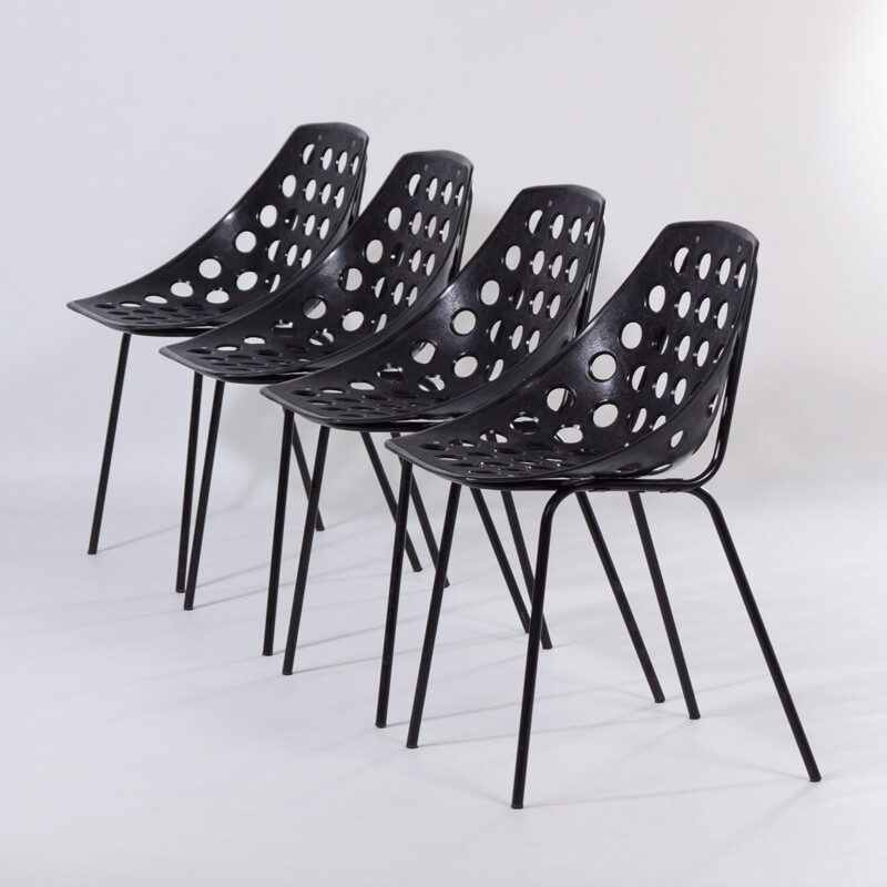 Conjunto de 4 cadeiras Deauville F320 de Pierre Guariche para Meurop, 1960
