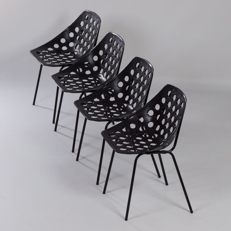 Conjunto de 4 cadeiras Deauville F320 de Pierre Guariche para Meurop, 1960
