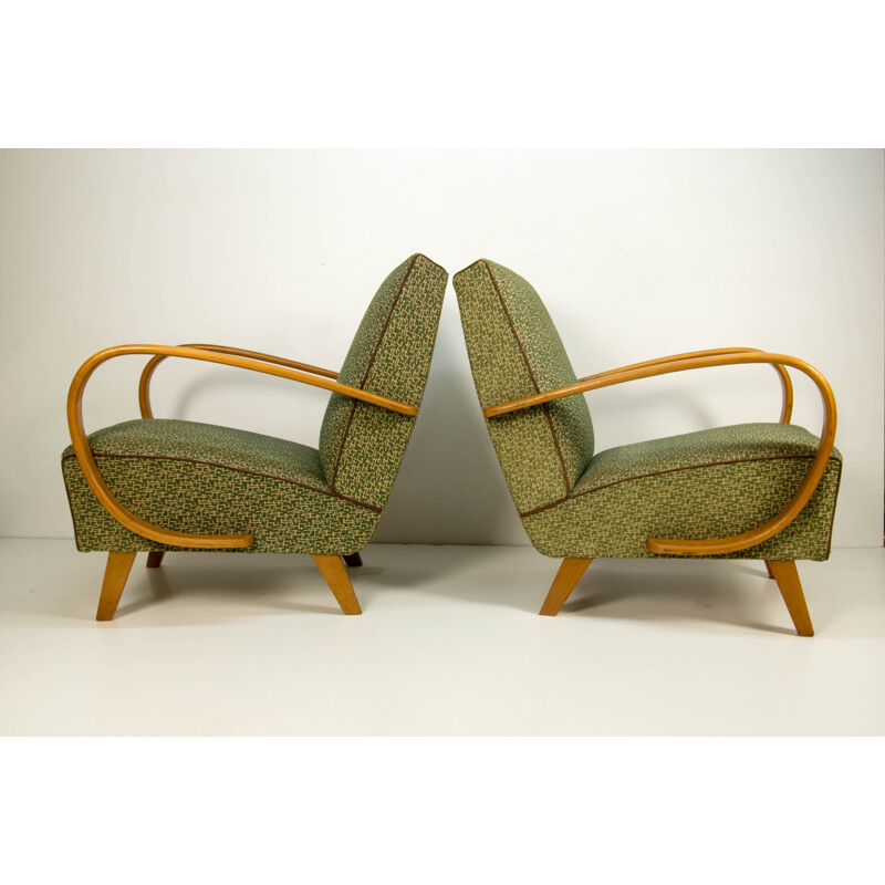 Paire de fauteuils vintage de Halabala en parfait état d'origine 1950