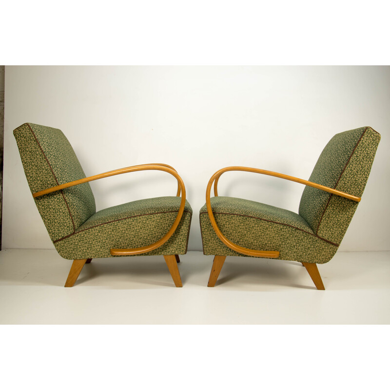 Paire de fauteuils vintage de Halabala en parfait état d'origine 1950