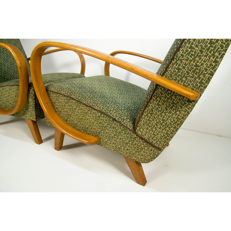 Paire de fauteuils vintage de Halabala en parfait état d'origine 1950