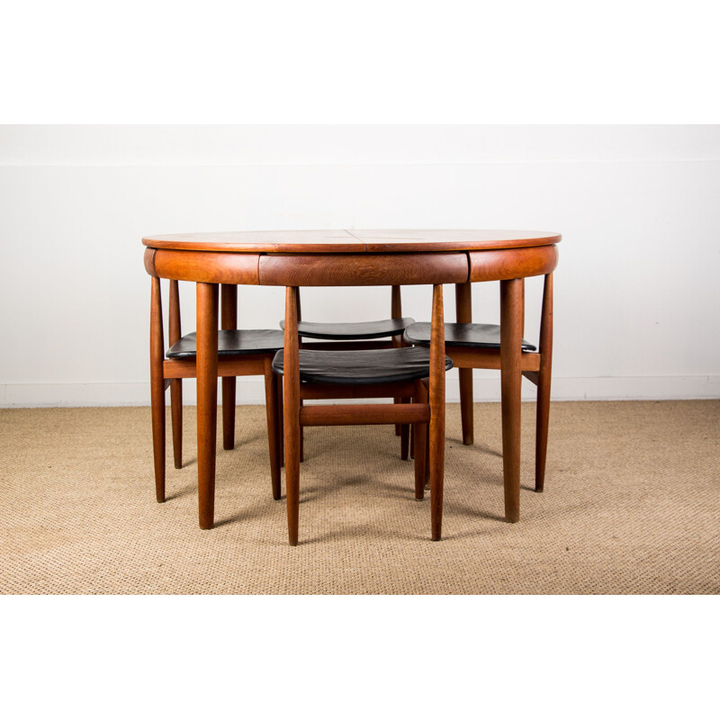 Vintage Teak Dining Table and 4 Chairs Set Model 63031 by Hans Olsen for Frem Rojle Danes 1964