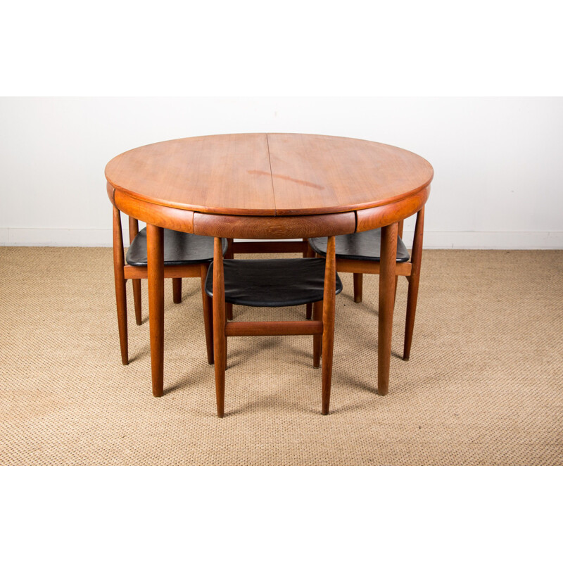 Vintage Teak Dining Table and 4 Chairs Set Model 63031 by Hans Olsen for Frem Rojle Danes 1964