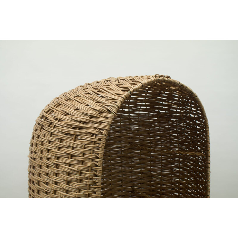 Grande cadeira de sala de rattan vintage, italiana 1970