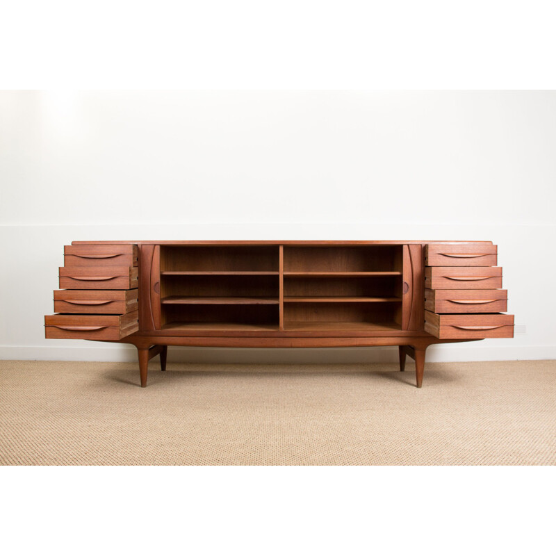 Grande enfilade vintage en Teck par Johannes Andersen pour Uldum Mobelfabrik Danoise 1966