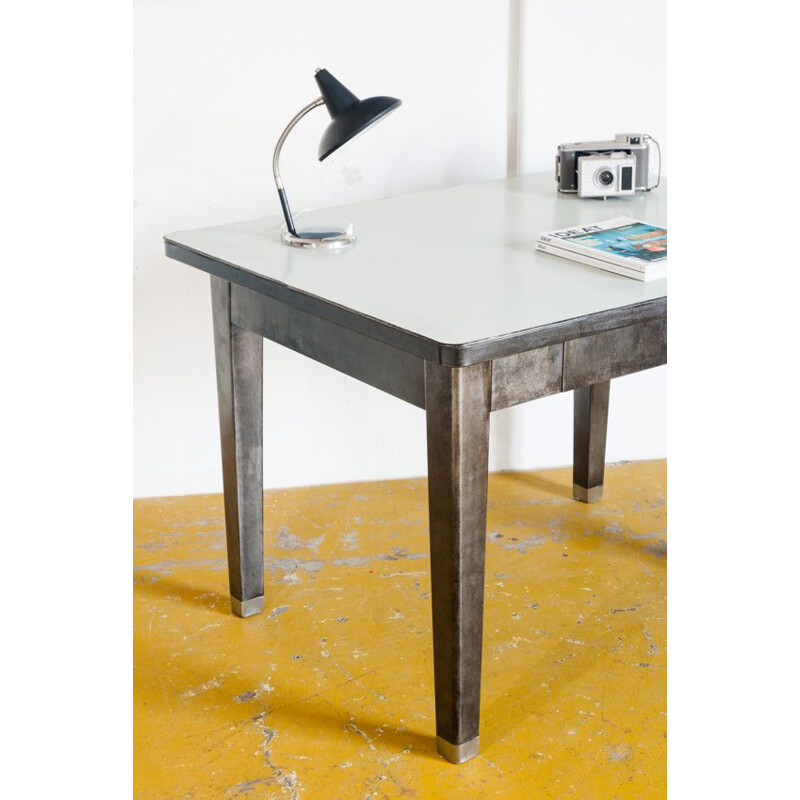 Vintage industrial desk Decapé iron Spain, 1960