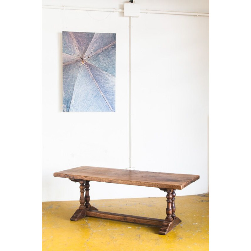 Vintage solid oak coffee table, France