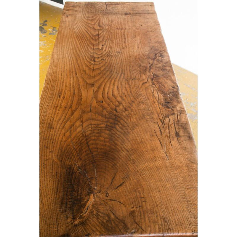 Table basse vintage en bois de chêne massif, France