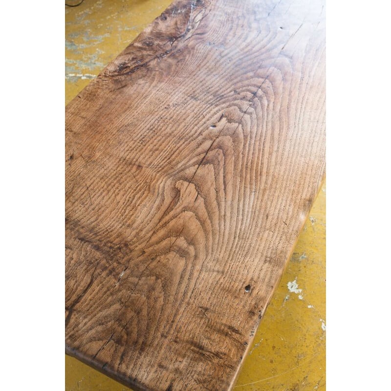 Table basse vintage en bois de chêne massif, France