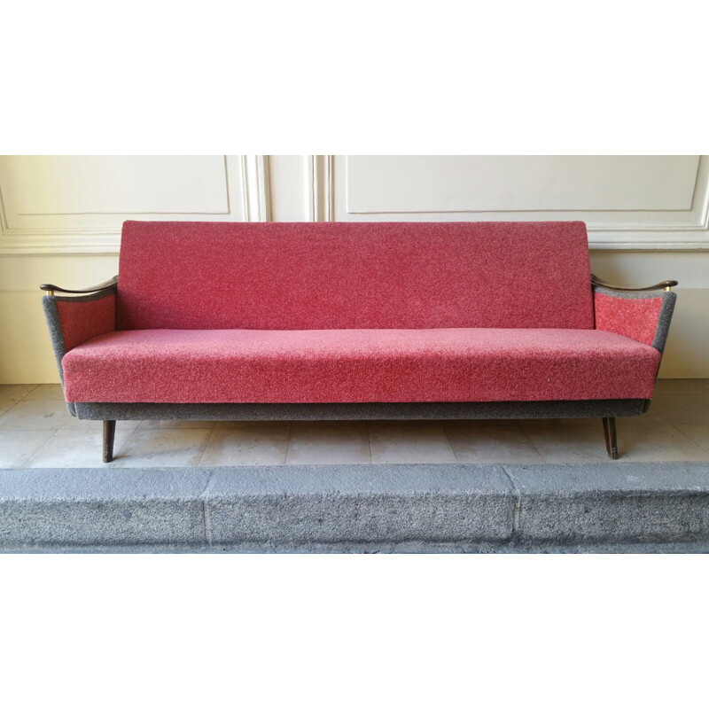 Canapé daybed vintage lit convertible cliclac, 1950