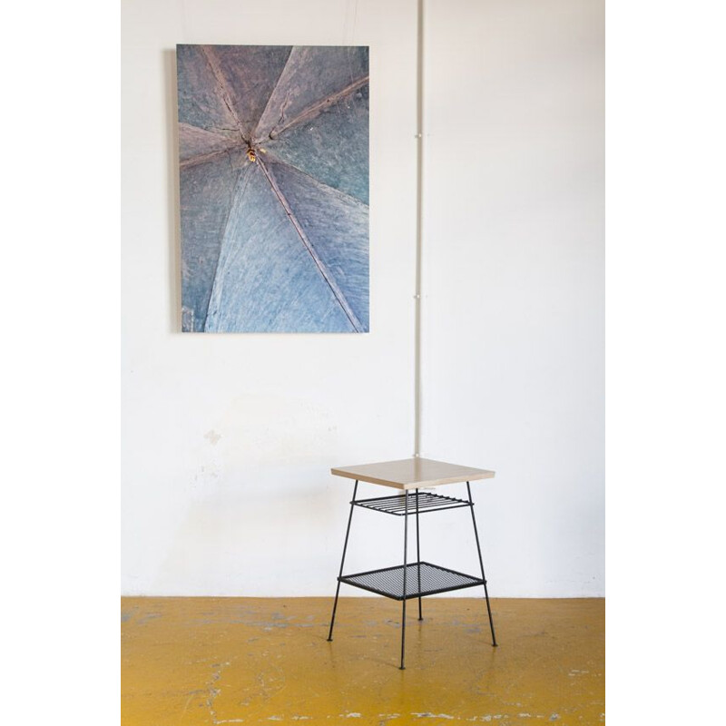 Vintage side table Formica and painted metal, France, 1960s