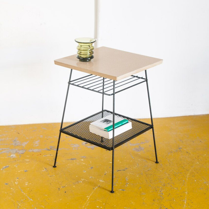 Vintage side table Formica and painted metal, France, 1960s