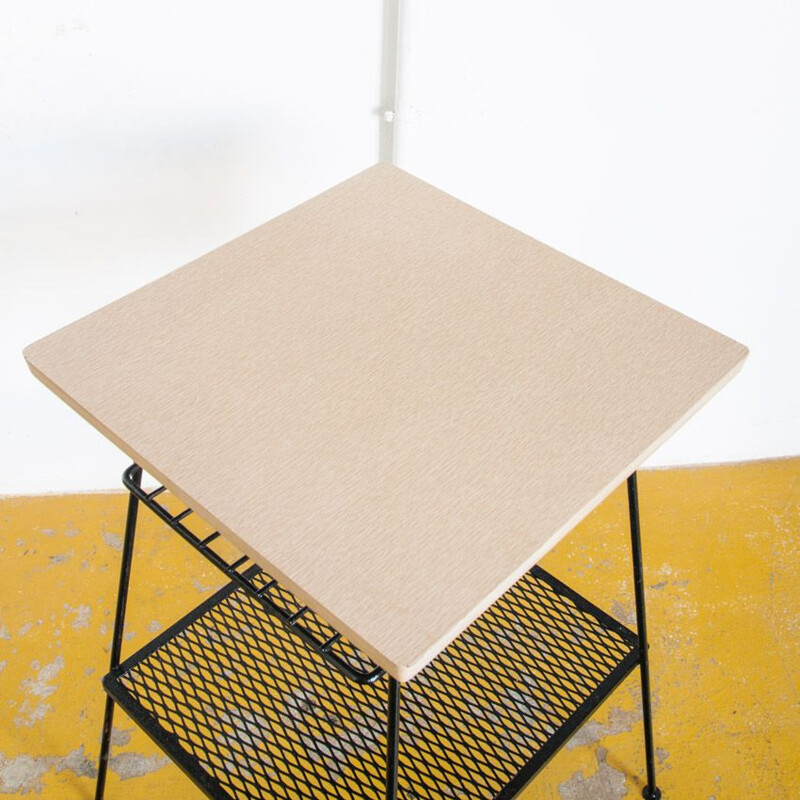 Vintage side table Formica and painted metal, France, 1960s