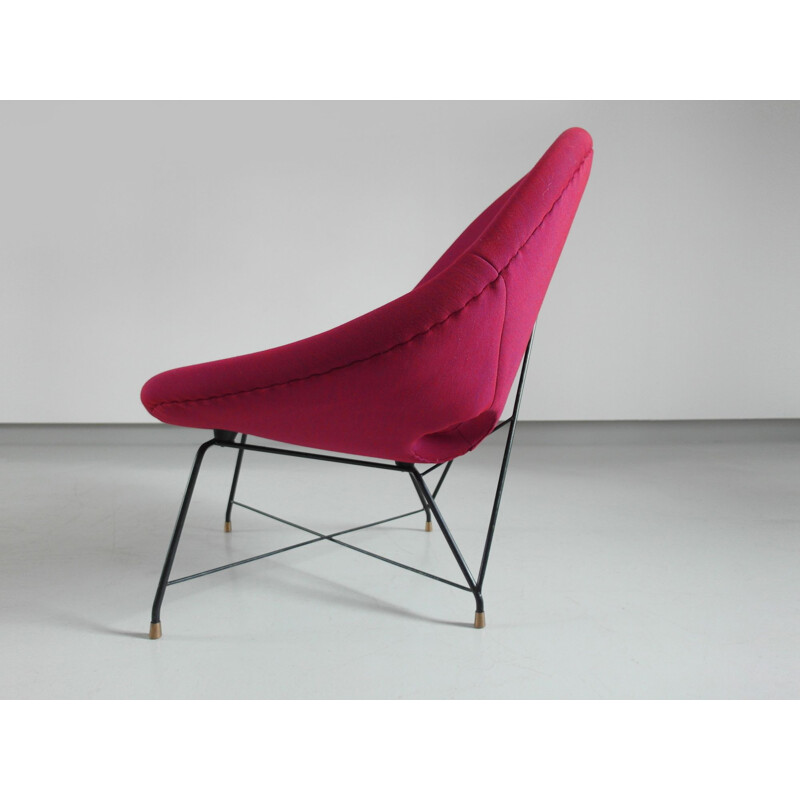Pair of vintage Cosmos Chairs in Ruby red by Augusto Bozzi for Saporiti 1954