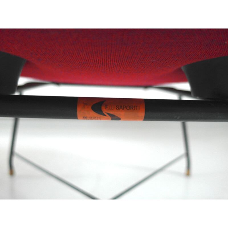 Coppia di sedie Cosmos vintage in rosso rubino di Augusto Bozzi per Saporiti 1954