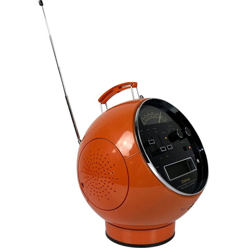 Vintage Orange Model 2001 Space Ball Radio from Weltron, 1970s