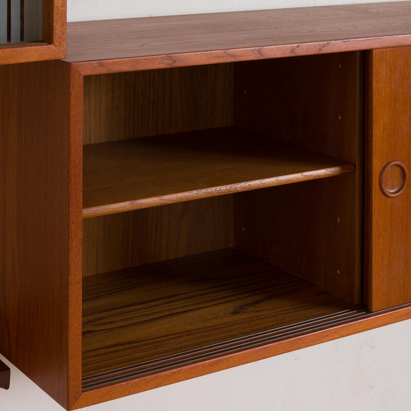 Vintage FM Wall Unit in teak with 3 cabinets and 10 shelves Kai Kristiansen