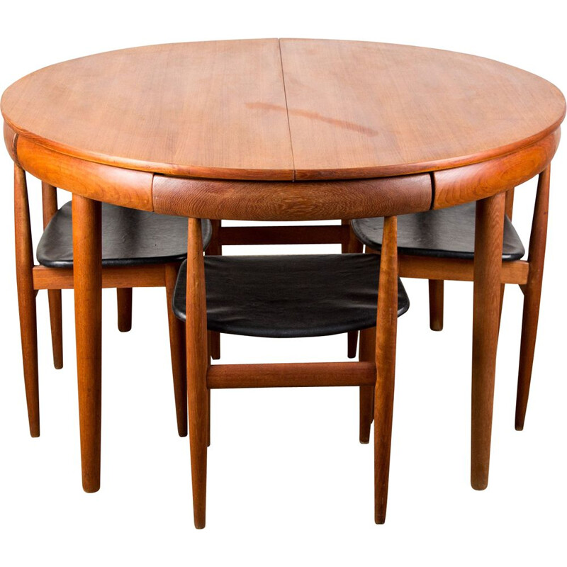 Vintage Teak Dining Table and 4 Chairs Set Model 63031 by Hans Olsen for Frem Rojle Danes 1964