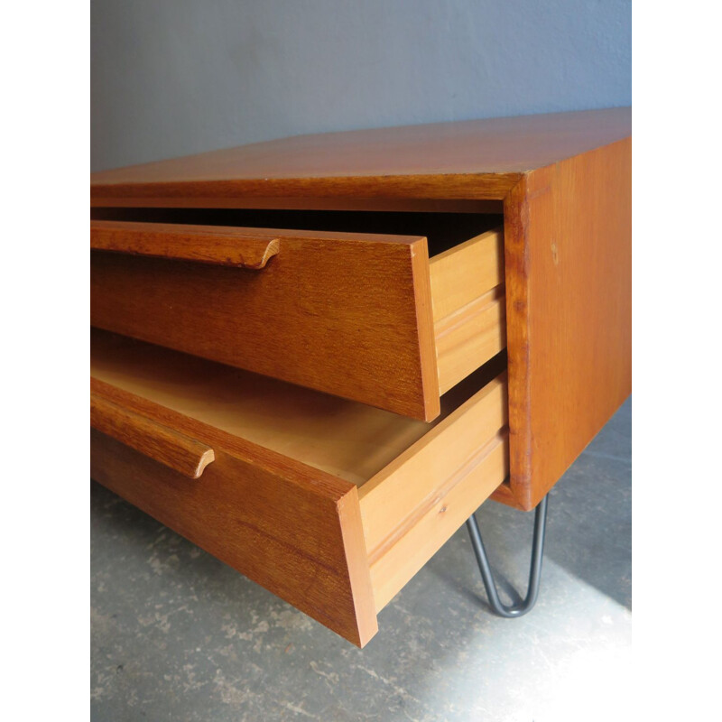 Vintage Low teak sideboard with large drawers, 1970s