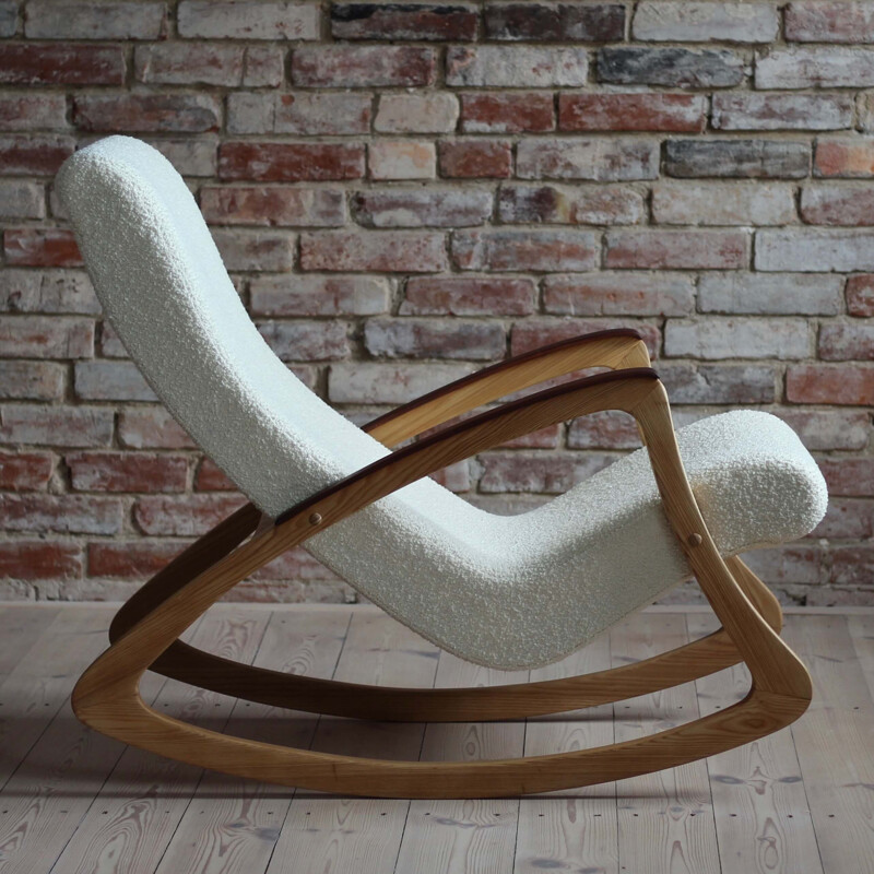 Rocking Chair vintage Boucle française 1950