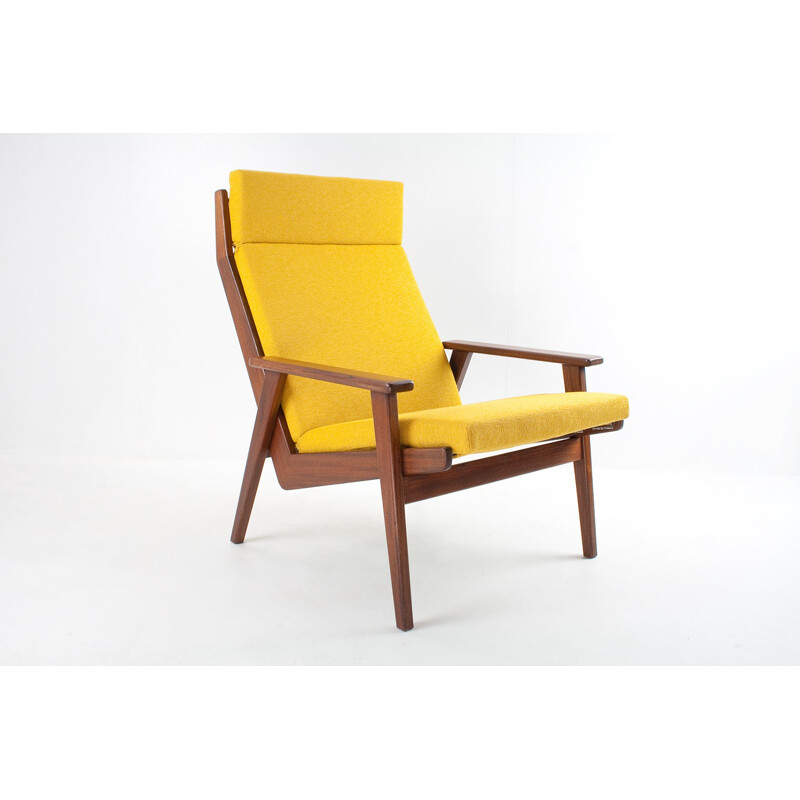 Gelderland "Lotus" armchair in wood and yellow fabric, Rob PARRY - 1950s