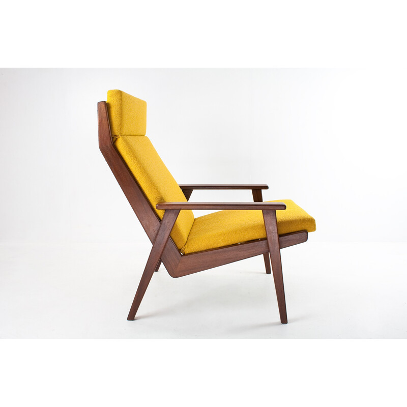 Gelderland "Lotus" armchair in wood and yellow fabric, Rob PARRY - 1950s