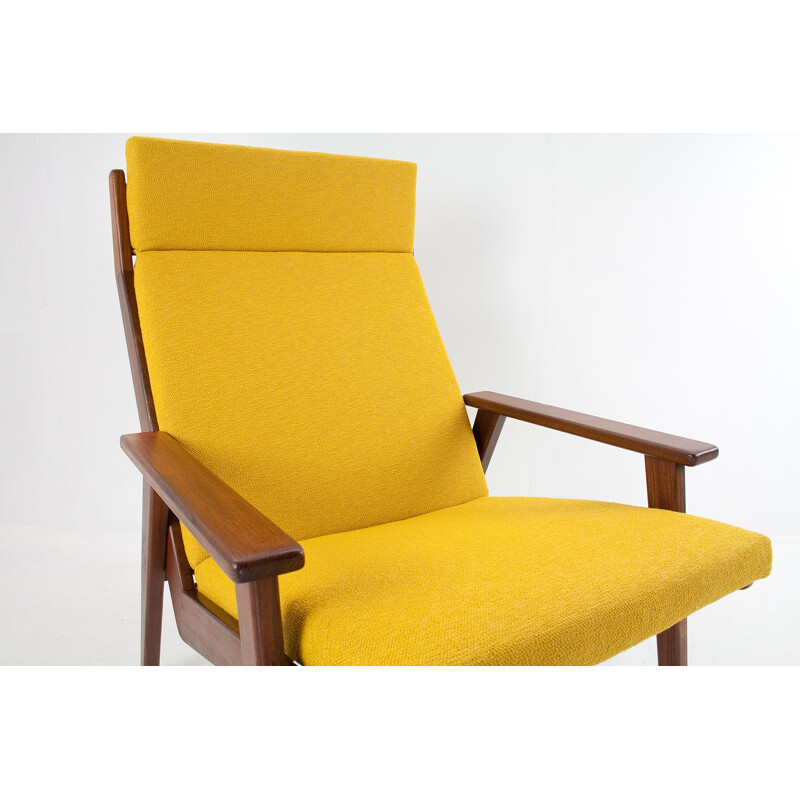 Gelderland "Lotus" armchair in wood and yellow fabric, Rob PARRY - 1950s