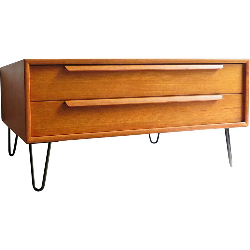 Vintage Low teak sideboard with large drawers, 1970s