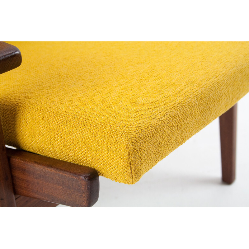 Gelderland "Lotus" armchair in wood and yellow fabric, Rob PARRY - 1950s