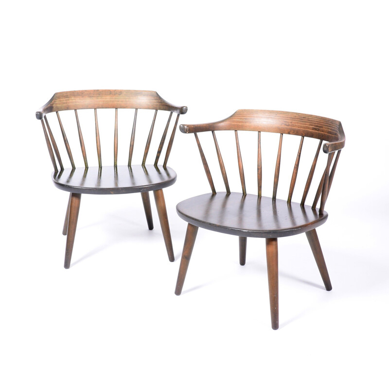 Scandinavian Småland armchair in birch wood, Yngve EKSTROM - 1960s