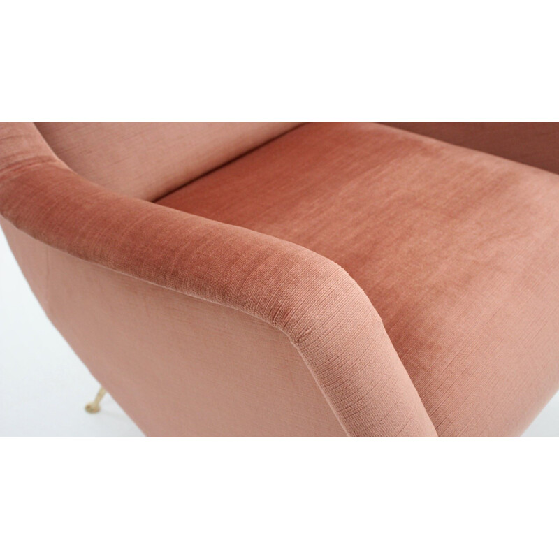 Pair of Vintage Armchairs in pink velvet Aldo Morbelli, ISA 1950