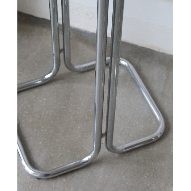 Pair of vintage bar stool in skai and chromed metal 1970