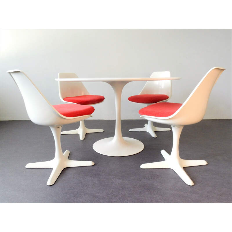 Set of 5 vintage Tulip Dining Table & Chairs Set by Maurice Burke for Arkana, England, 1960s