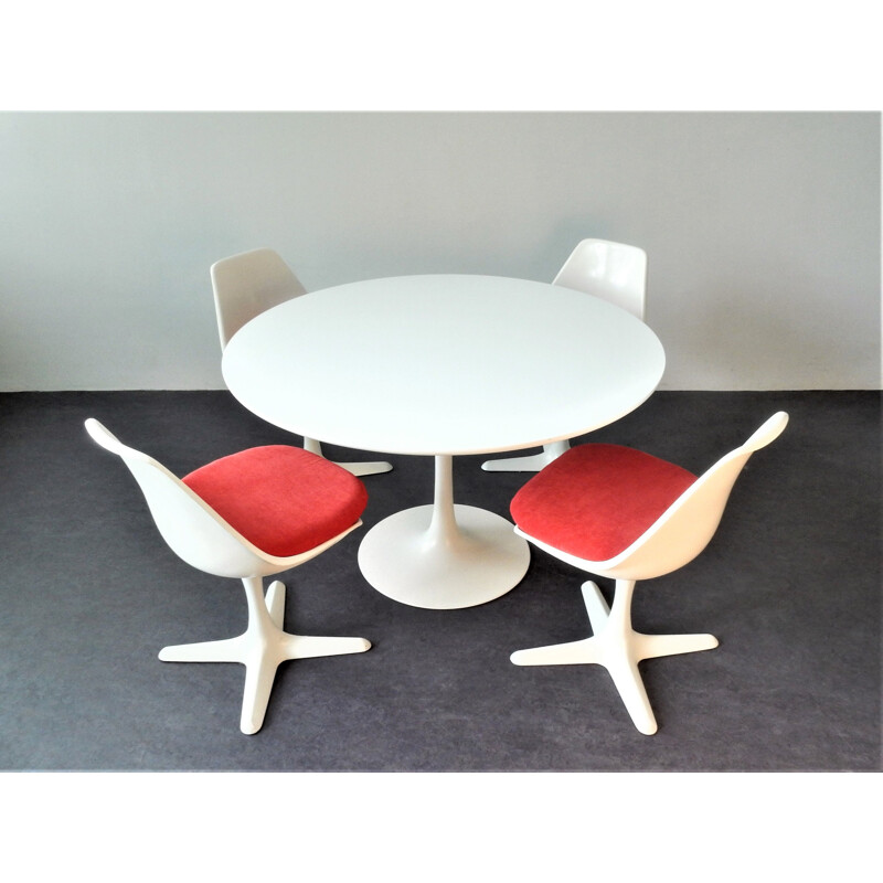 Set of 5 vintage Tulip Dining Table & Chairs Set by Maurice Burke for Arkana, England, 1960s