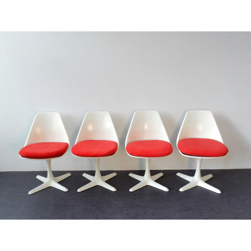 Set of 5 vintage Tulip Dining Table & Chairs Set by Maurice Burke for Arkana, England, 1960s