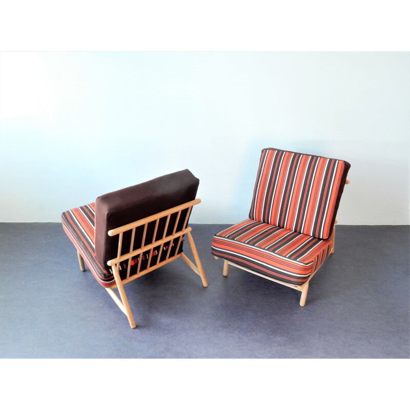 Pair of Mid-Century Lounge Chairs by Alf Svensson for Dux, Swedish 1950s