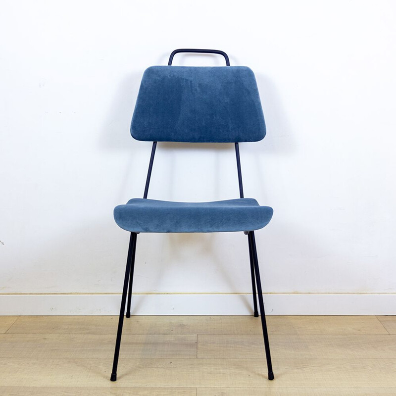 Mid Century Metal and Velvet Chair