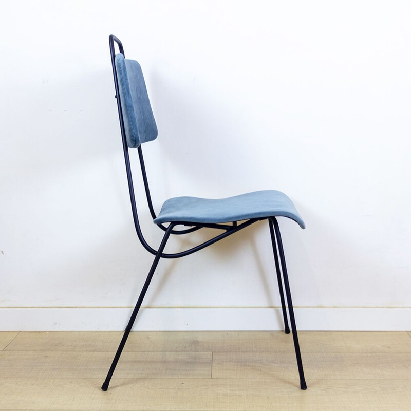 Mid Century Metal and Velvet Chair