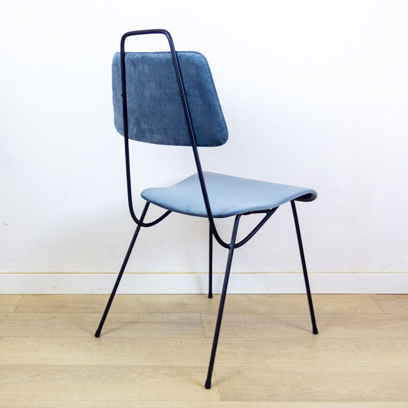 Mid Century Metal and Velvet Chair