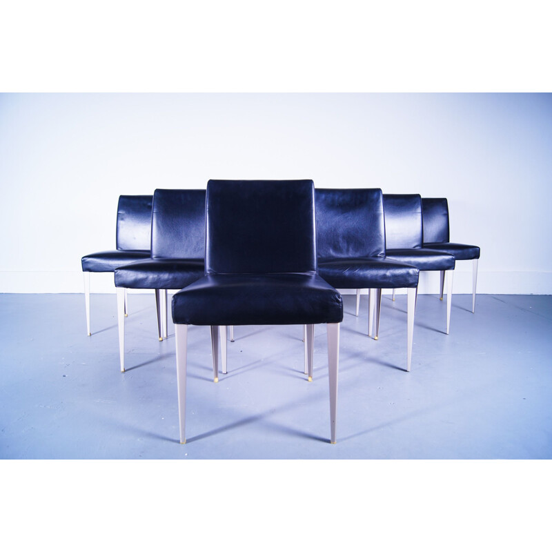 Set of 6 vintage Leather Melandra Chairs Antonio Citterio Melandra - B&B Italia    