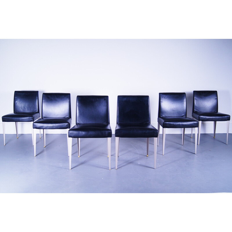 Set of 6 vintage Leather Melandra Chairs Antonio Citterio Melandra - B&B Italia    