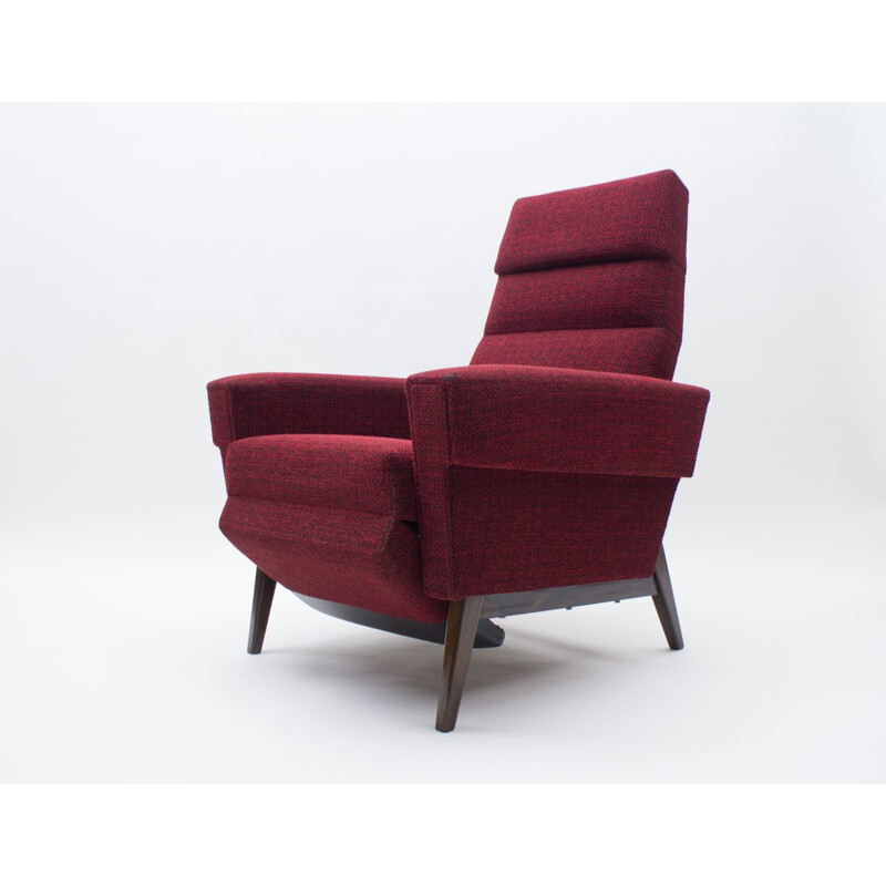 Vintage-Lounge-Sessel aus Holz und Stoff, skandinavisch 1960