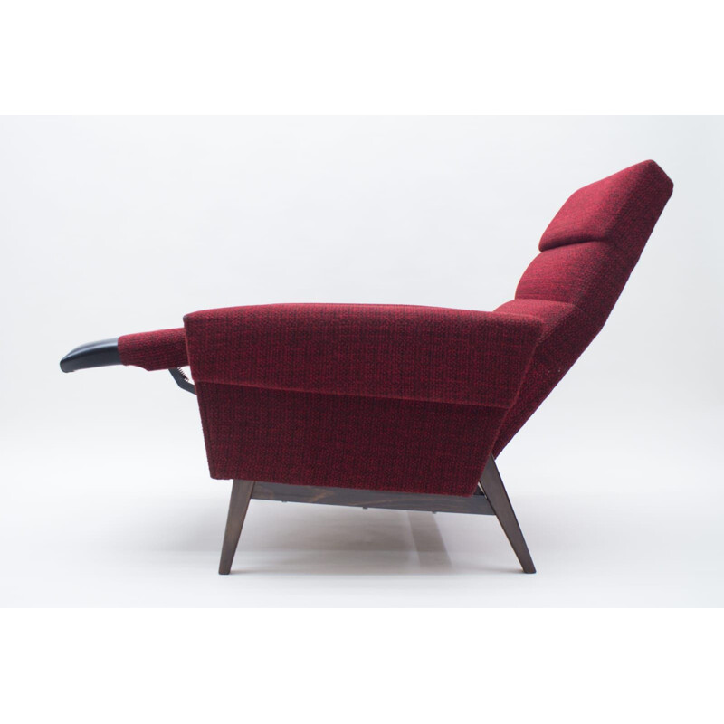 Vintage lounge armchair in wood and fabric, scandinavian 1960