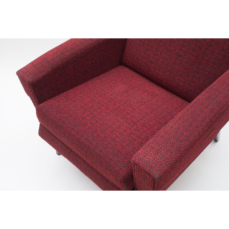 Vintage-Lounge-Sessel aus Holz und Stoff, skandinavisch 1960