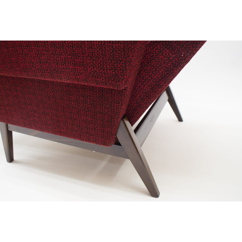 Scandinavische vintage lounge stoel van hout en stof uit 1960
