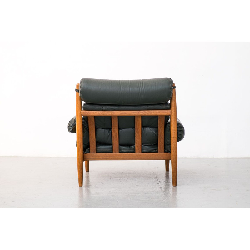 Vintage green leather lounge armchair by Profolia Werke 1970