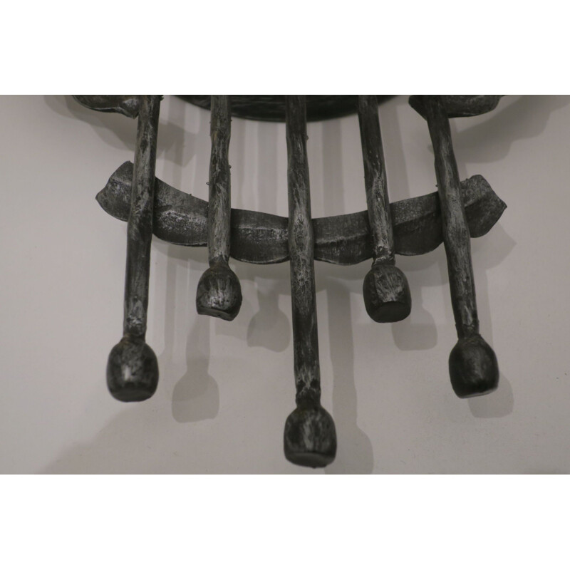 Aplique vintage en hierro forjado y cristal de Murano, 1950
